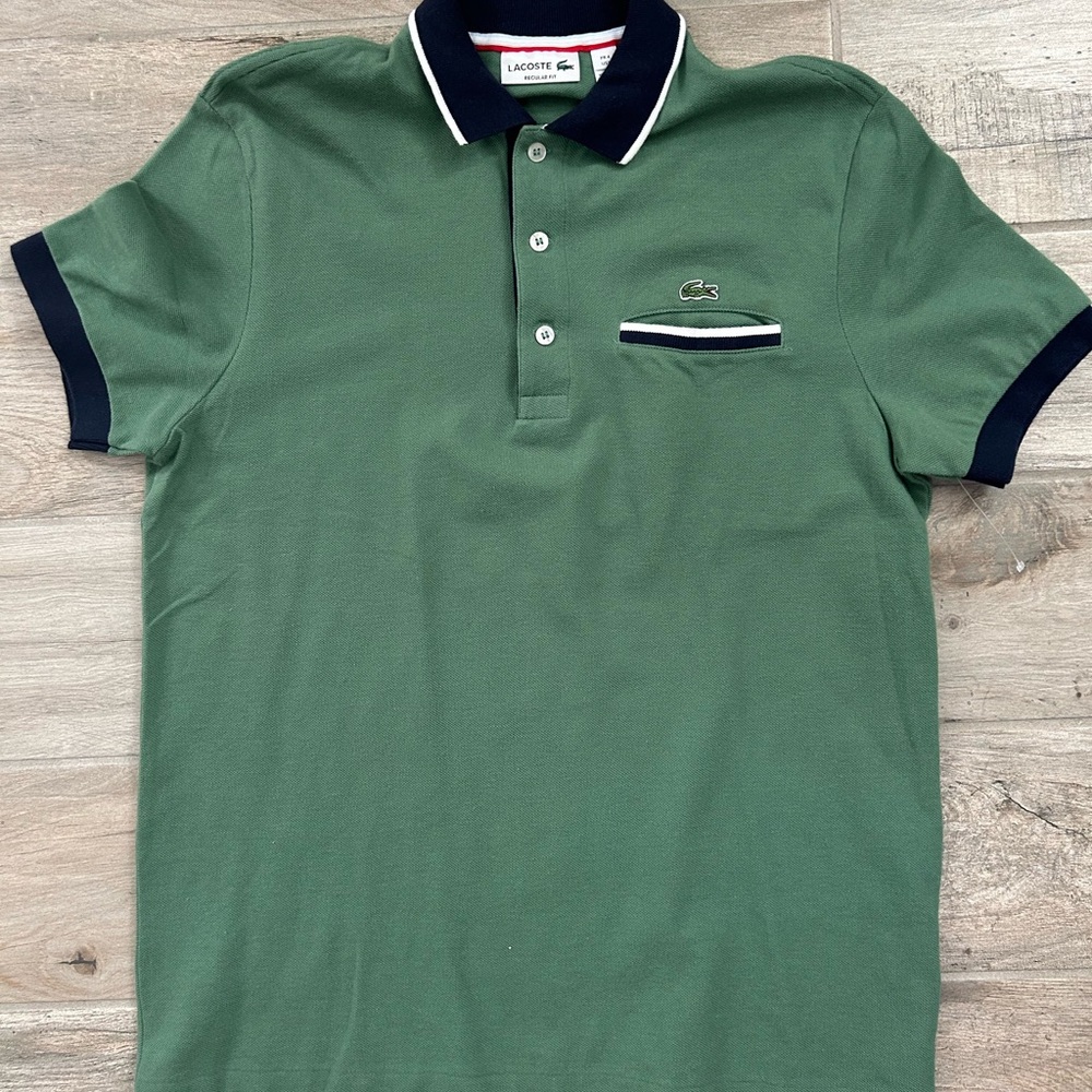 Lacoste Green Polo Shirt with Navy Accents
